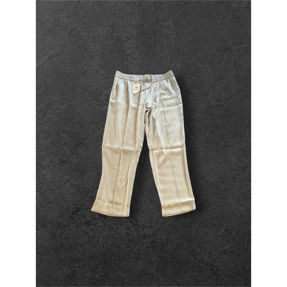 EaseTailor Trousers Mens XL Light Gray New Straight Leg‎ Elastic Waist Pleated